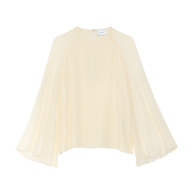 Blouse , Ecru - Textured crepe