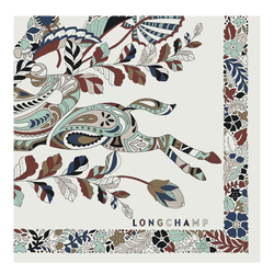 Longchamp森林 丝巾 50 , 象牙色 - 真丝