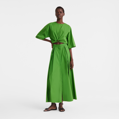 Midi skirt , Matcha - Cotton poplin