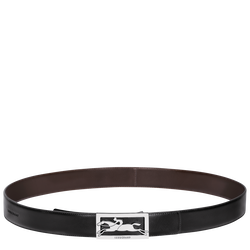 Delta Box Men's belt , Black/Mocha - Leather