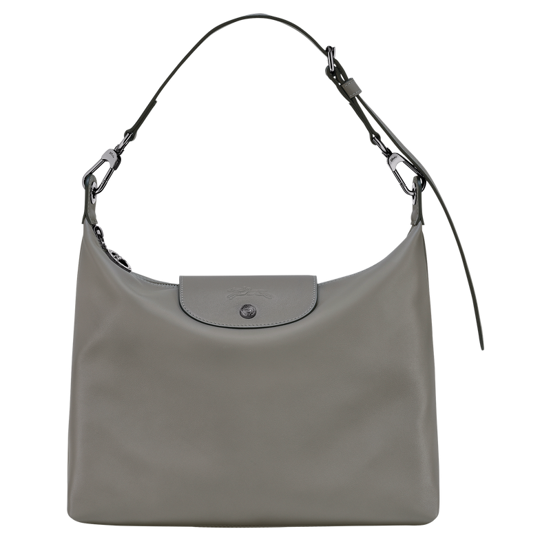 Le Pliage Xtra M Hobo 袋 , 斑鸠灰 - 皮革  - 查看 1 6