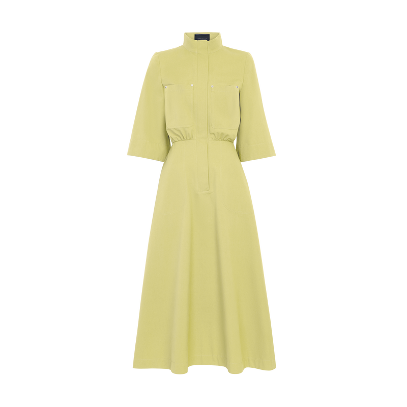 Midi dress , Lime - Cotton poplin  - View 1 of  5