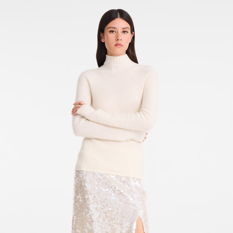 High neck sweater , Ivory - Knit  - View 4 of  5