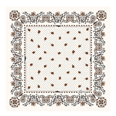 French Bandana 丝巾 50 , 腰果棕 - 真丝