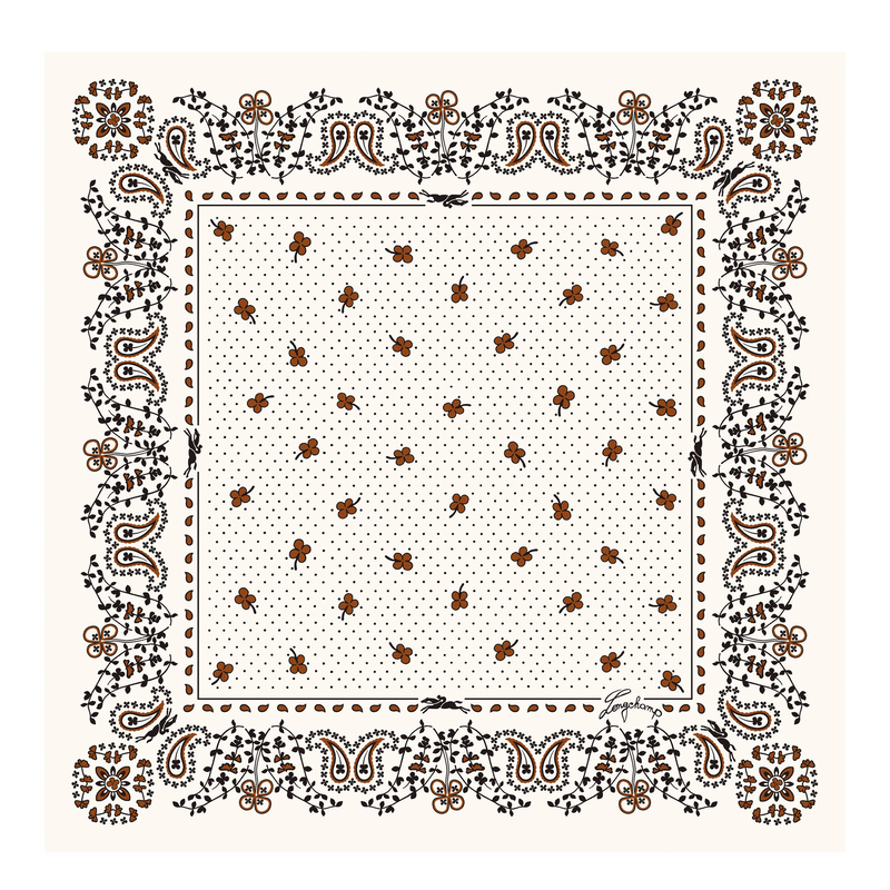 French Bandana 丝巾 50 , 腰果棕 - 真丝  - 查看 1 2