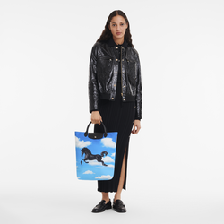 Longchamp x ToiletPaper M Tote bag , Cloud Blue - Canvas