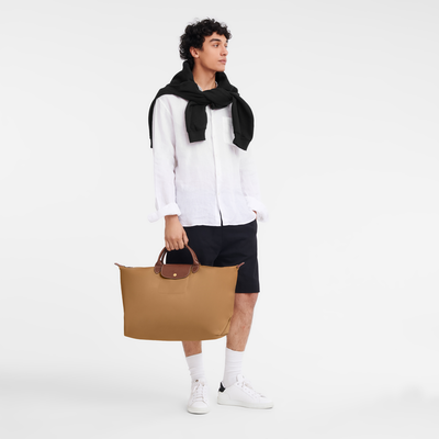 Le Pliage Original L 旅行包 , Fawn - 再生帆布