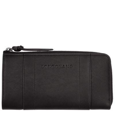 Longchamp 3D Zip around wallet , Black - Leather