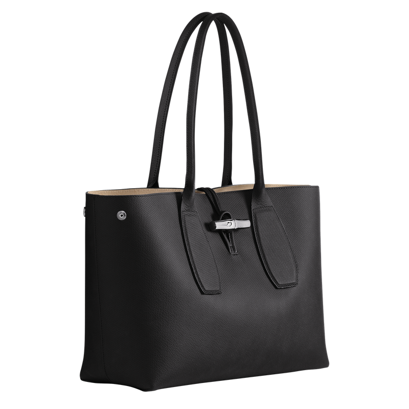 Roseau L Tote bag , Black - Leather  - View 3 of  6