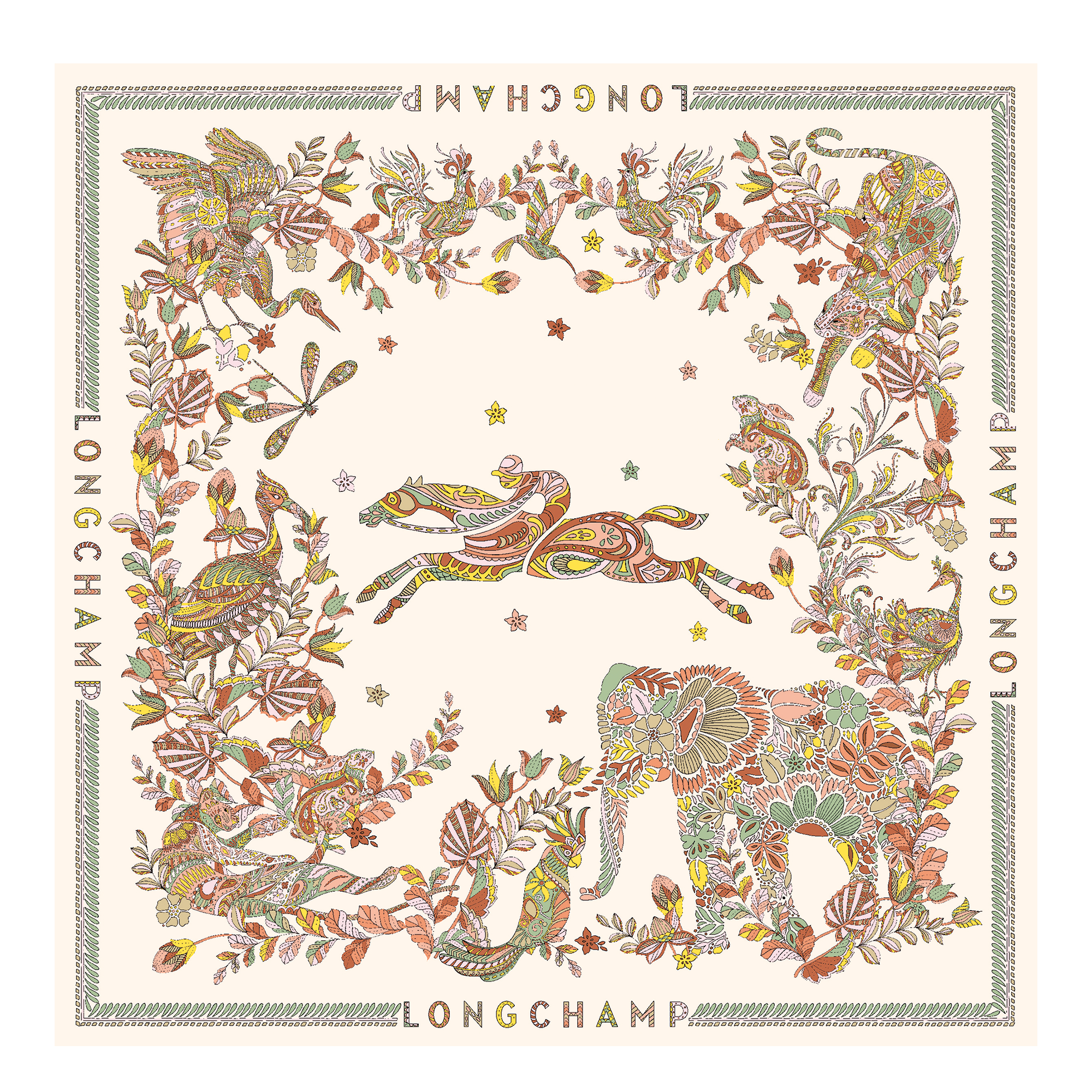 For&ecirc;t Longchamp 丝巾 90, 象牙白