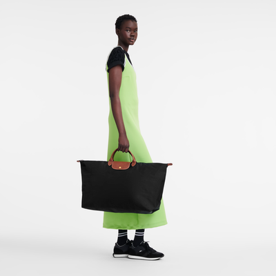 Le Pliage Original L 旅行包 , 黑色 - 再生帆布