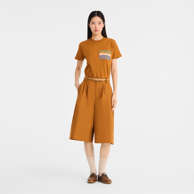 Shorts , Caramel - Technical poplin