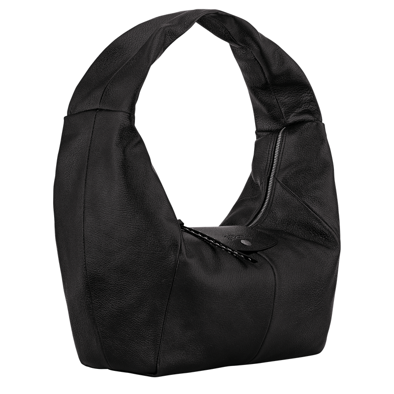 Le Pliage Xtra L Hobo 袋 , 黑色 - 皮革  - 查看 3 4