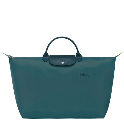 Le Pliage Green L 旅行包 , 孔雀蓝色 - 再生帆布