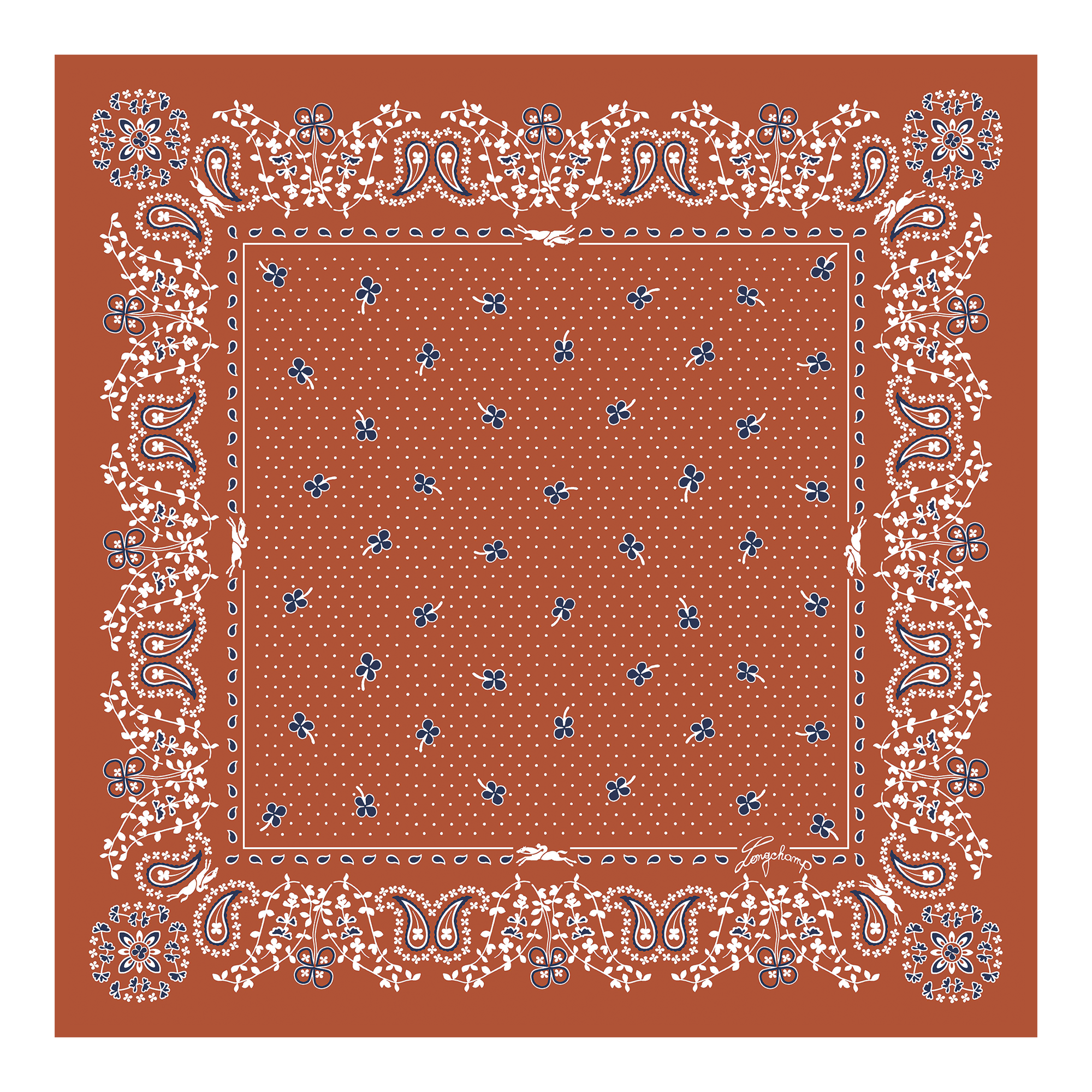 Silk scarf 50, Brick - View 1 of
2 - zoom in French Bandana Silk scarf 50, Brick