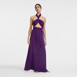 长款连衣裙 , 紫色 - 绉纱