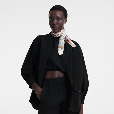 Jardin Parisien 丝巾 90 , 鹅卵石色 - 真丝