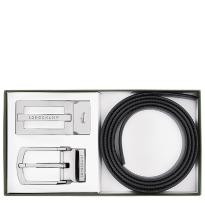 Delta Box Men's belt , Black/Mocha - Leather