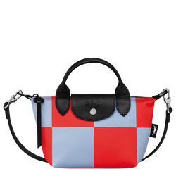 Le Pliage 系列 XS 手提包 , 天藍色 / 红色 - 帆布