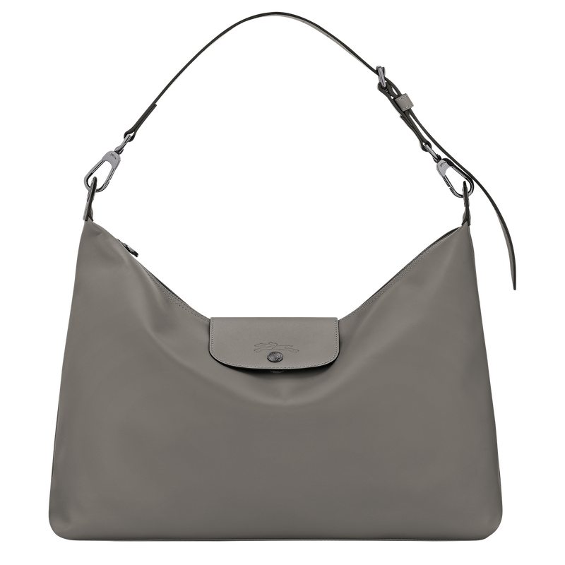 Le Pliage Xtra XL Hobo 袋 , 斑鸠灰 - 皮革  - 查看 1 7