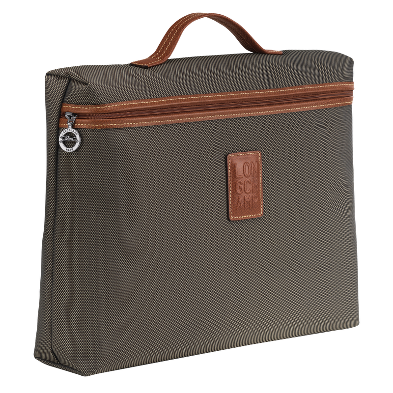 Boxford S Briefcase , Brown - Recycled canvas  - View 3 of  4