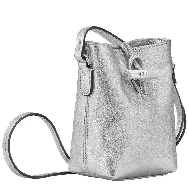 Roseau XS Crossbody bag , Silver - Leather  - View 3 of  5