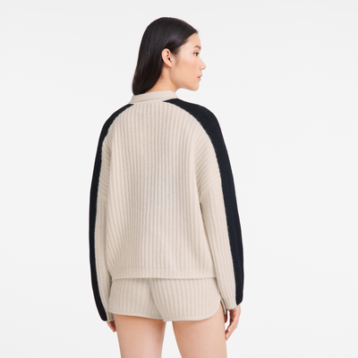 null Polo collar jumper, Ecru