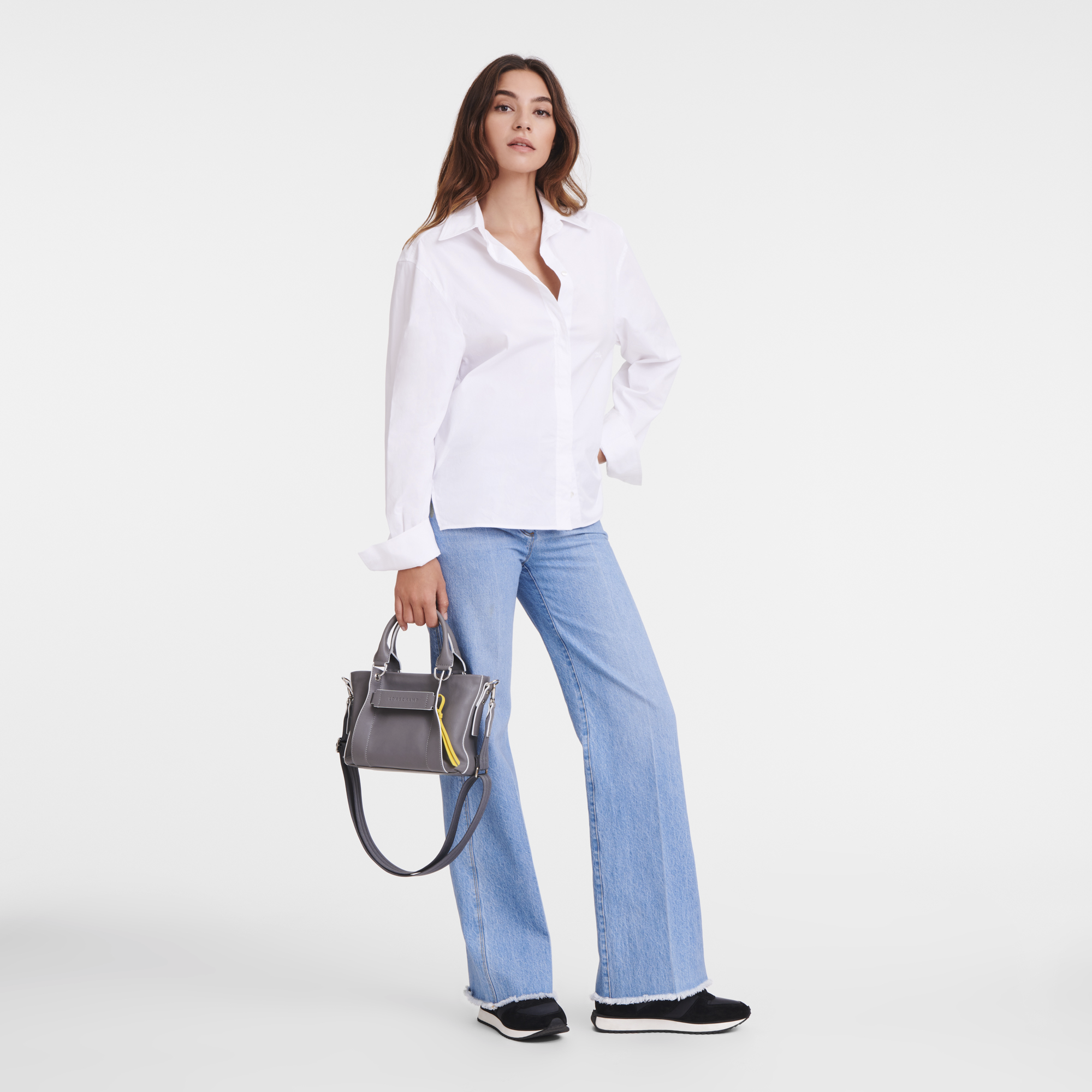 Longchamp 3D 手提包 S, 金属灰