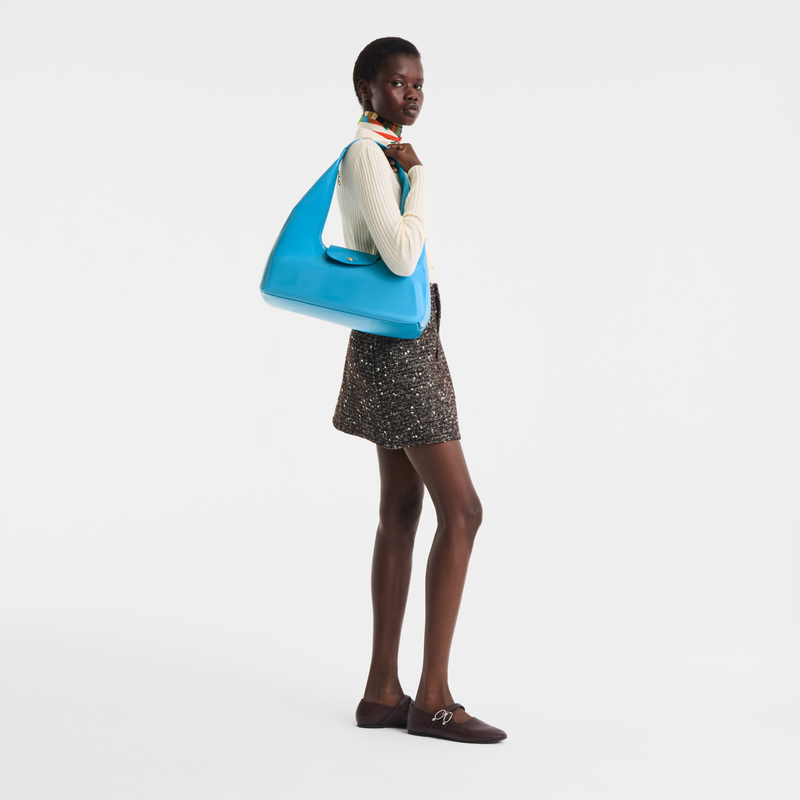 Le Pliage Xtra L Shoulder bag , Azure - Leather  - View 2 of  5