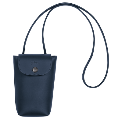 Le Pliage Xtra Phone case with leather lace , Navy - Leather