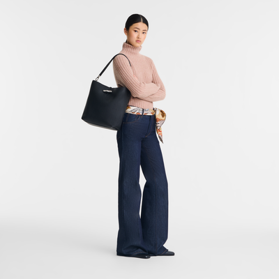 Le Roseau M Hobo bag , Black - Leather