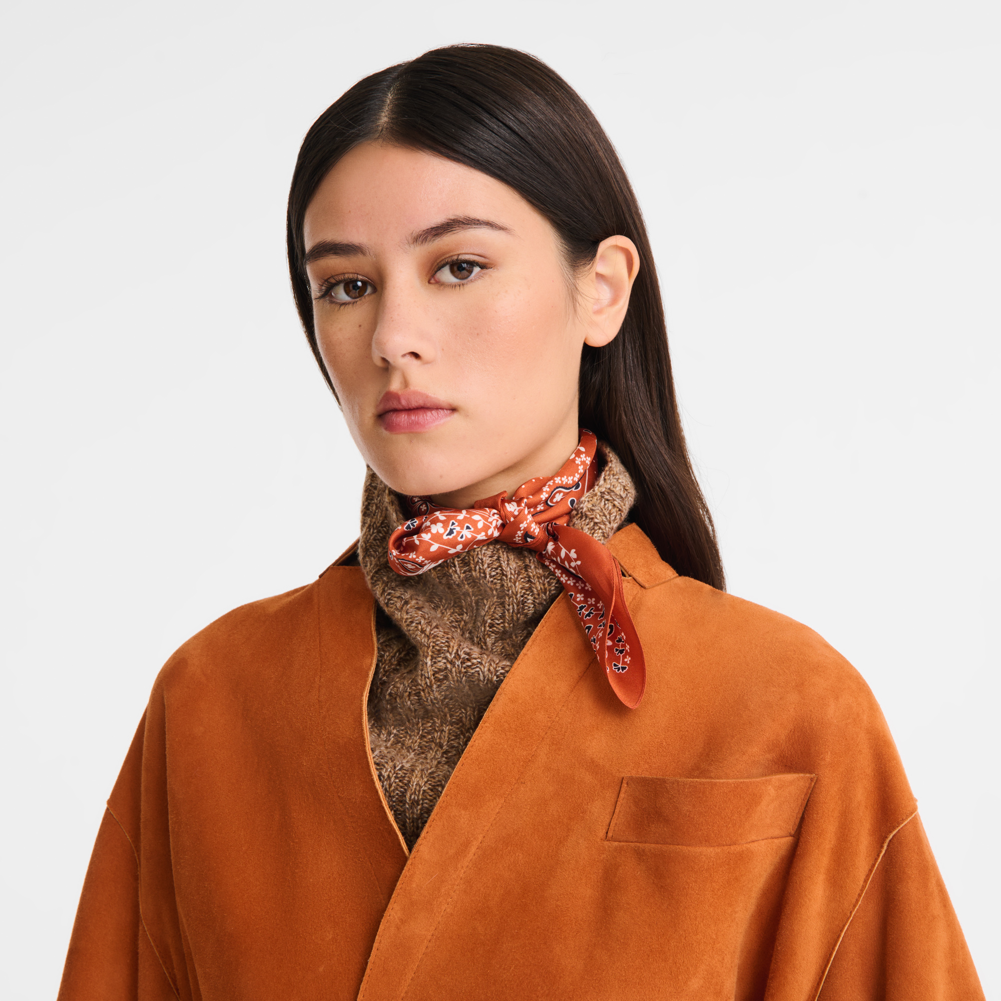 Silk scarf 50, Brick - View 2 of
2 - zoom in French Bandana Silk scarf 50, Brick