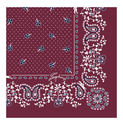 French Bandana Silk scarf 50, Pomegranate