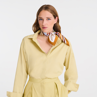 Rubans Longchamp 丝巾 50 , 琥珀棕 - 真丝