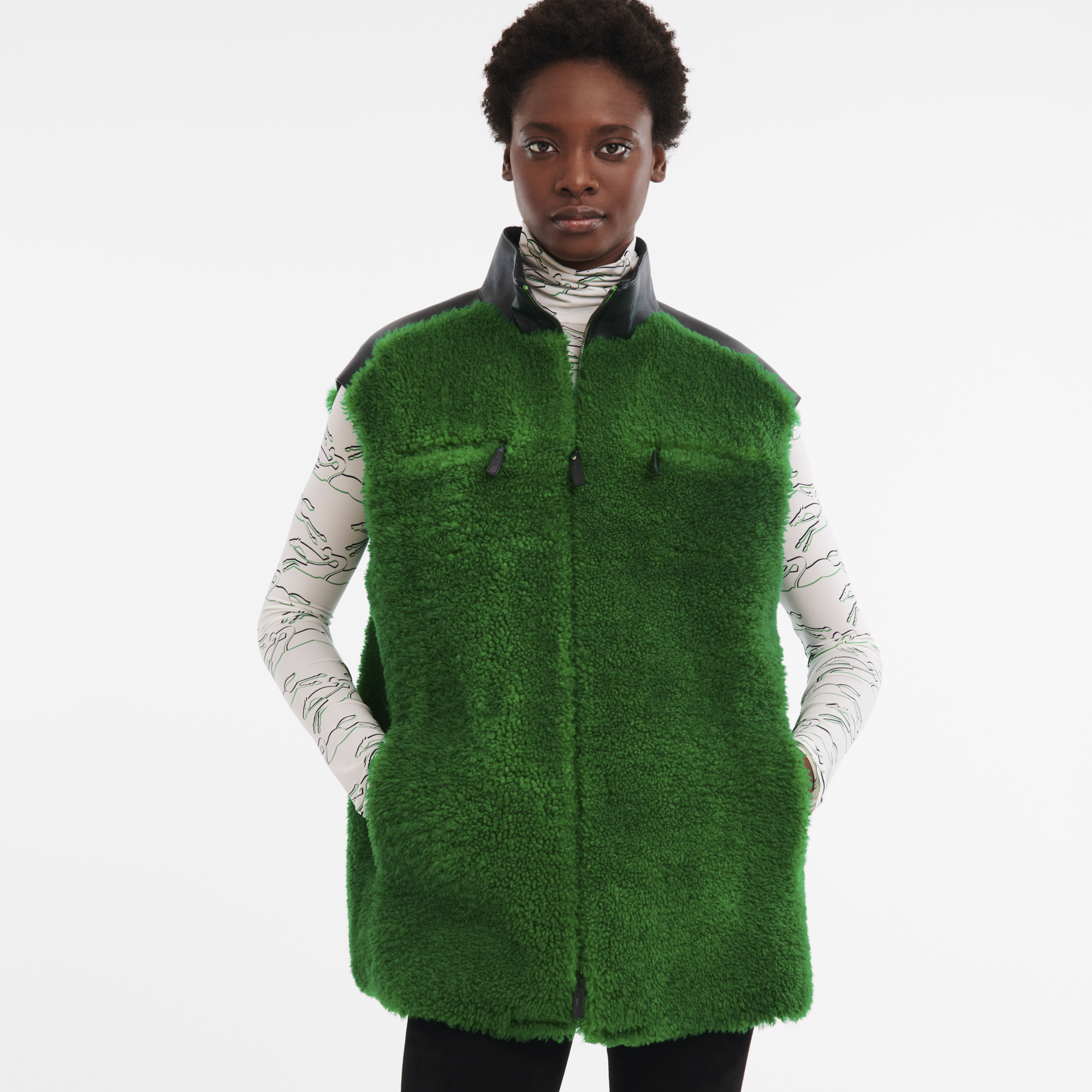 Green sleeveless cardigan top