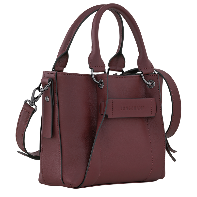 Longchamp 3D S Handbag , Burgundy - Leather  - View 3 of  5