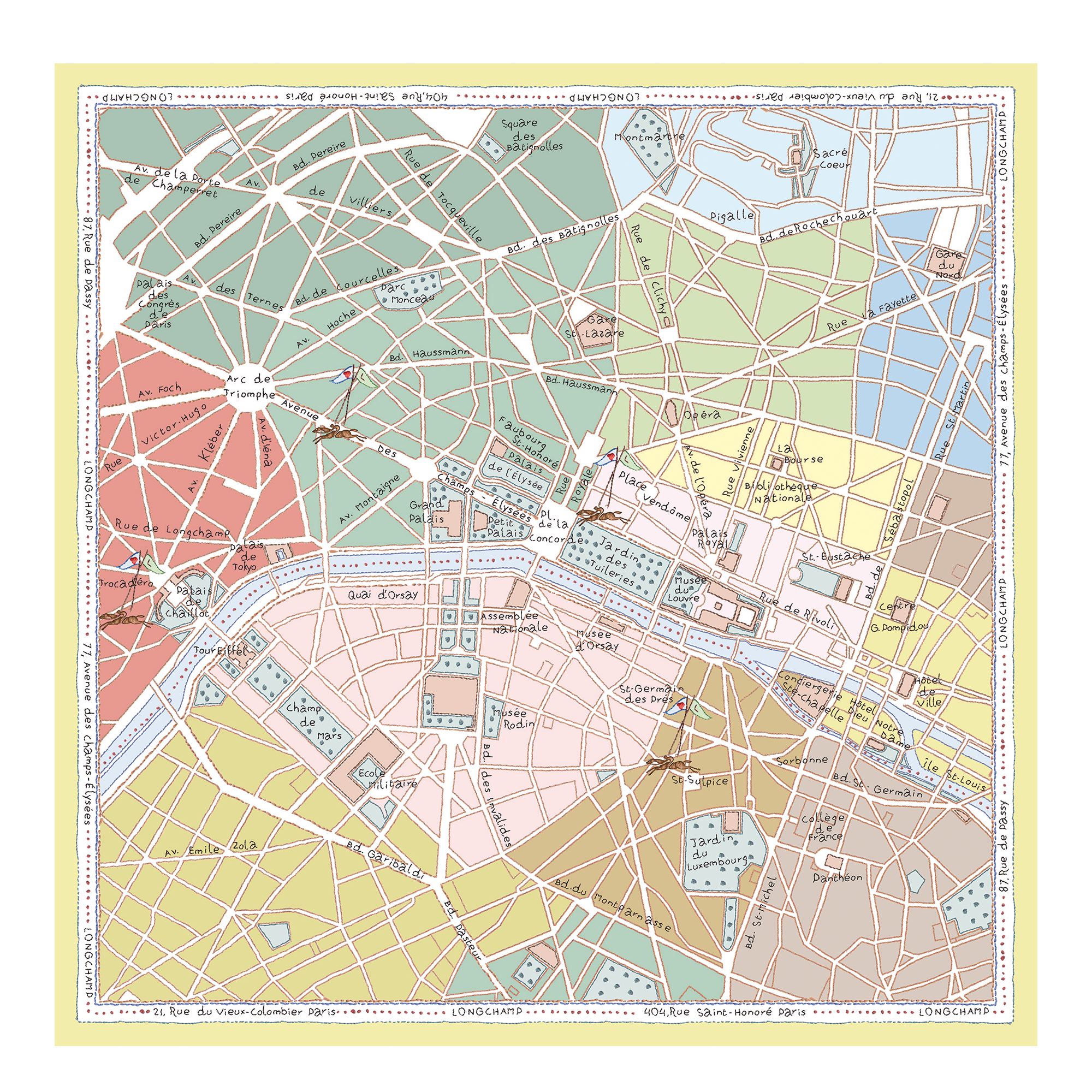 A la D&eacute;couverte de Paris Silk scarf 90, Lime