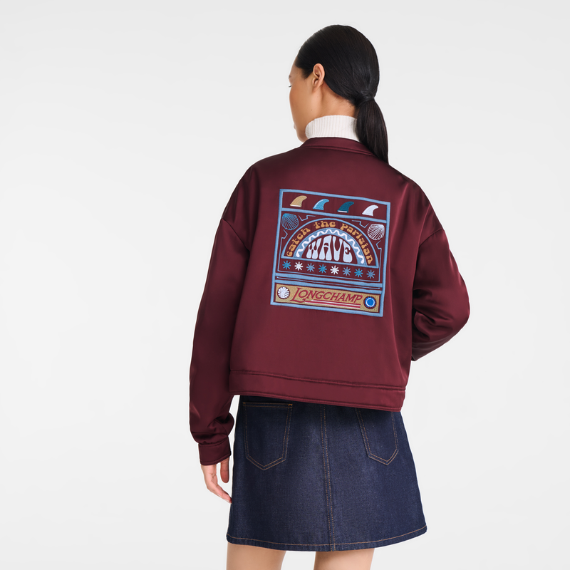 Jacket , Burgundy - Satin  - View 3 of  4