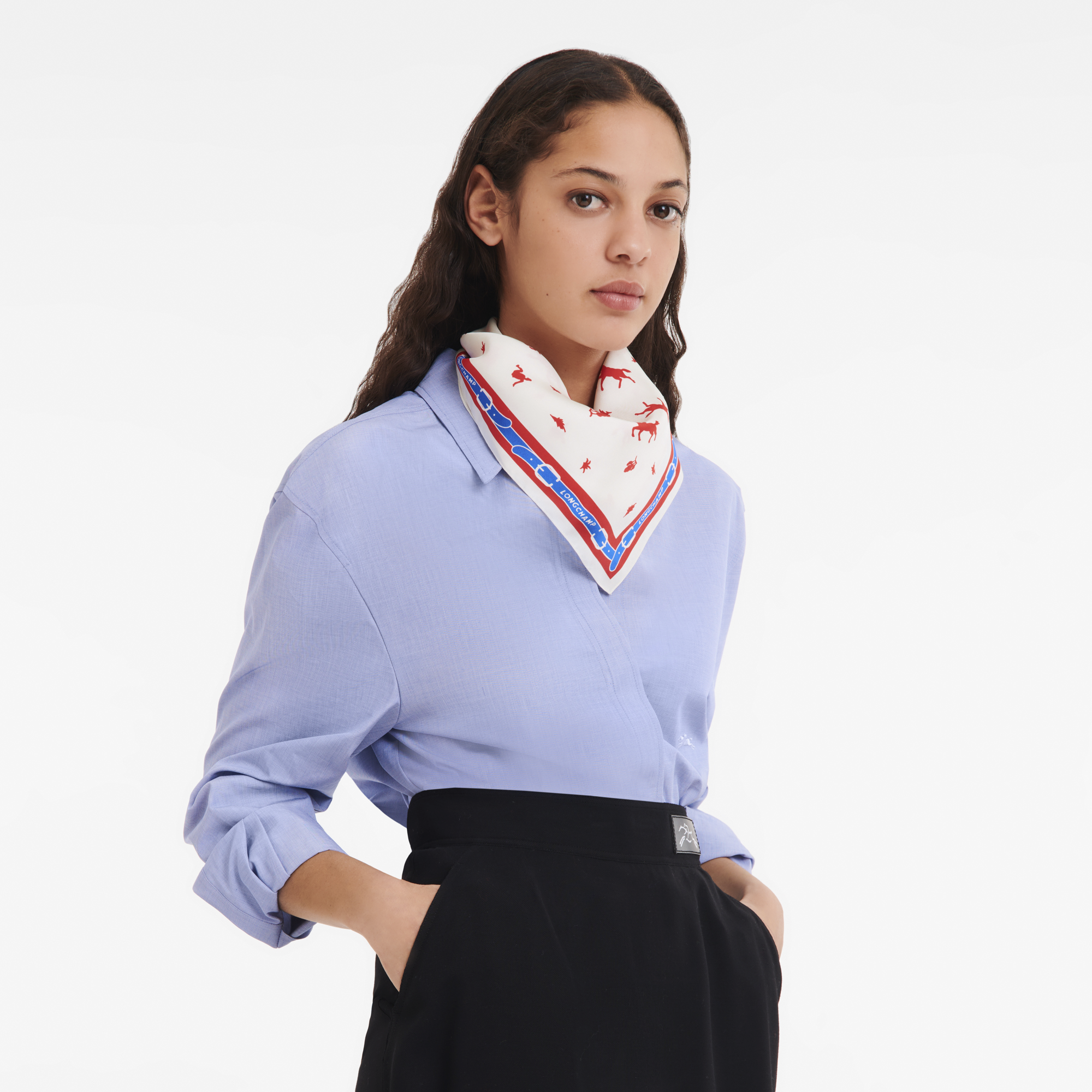 Longchamp 80年代 丝巾 50, 象牙色