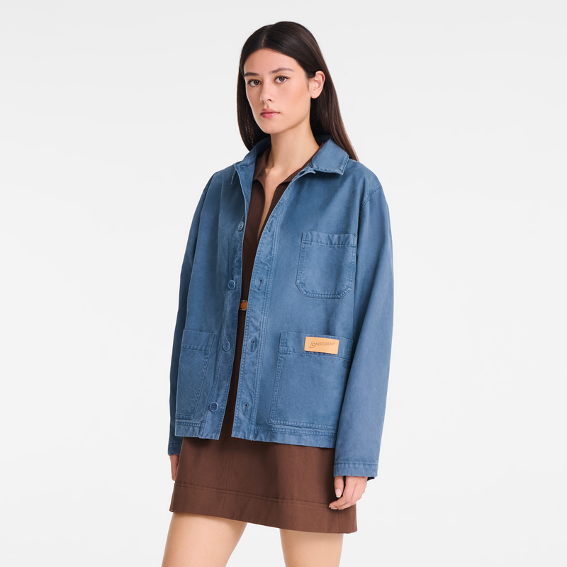 夹克 , 蓝灰色 - 套染棉布  - 查看 4 5