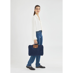 Le Pliage Original S Briefcase , Navy - Recycled canvas