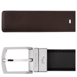 Delta Box Men's belt , Black/Mocha - Leather
