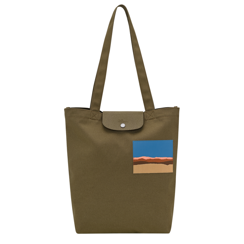 Caroline H&eacute;lain x Longchamp M Tote bag , Olive - Canvas  - View 1 of  5