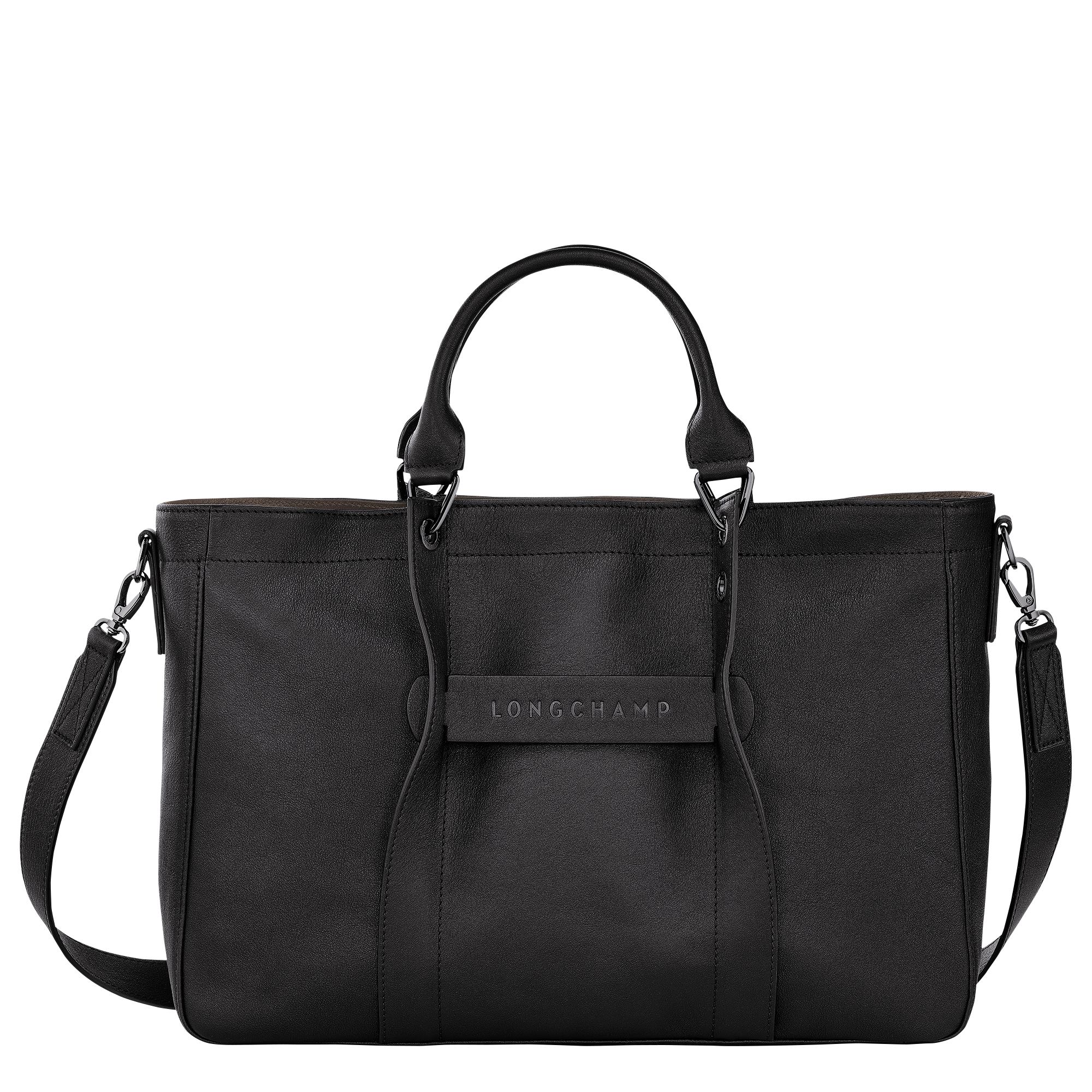 longchamp black leather crossbody bolsa