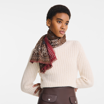 French Bandana Stole , Pomegranate/Chocolate - OTHER