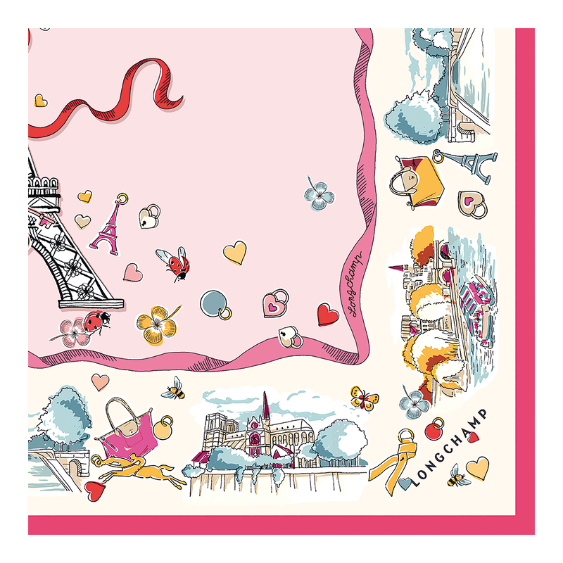 Tour Enchant&eacute;e 丝巾 50 , 棉花糖粉 - 真丝  - 查看 3 3