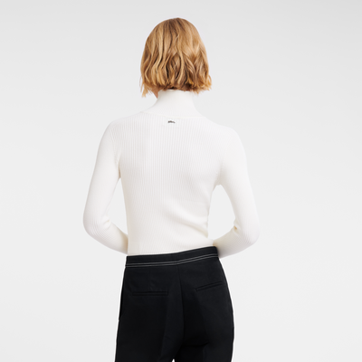 null High collar fitted jumper, Ecru