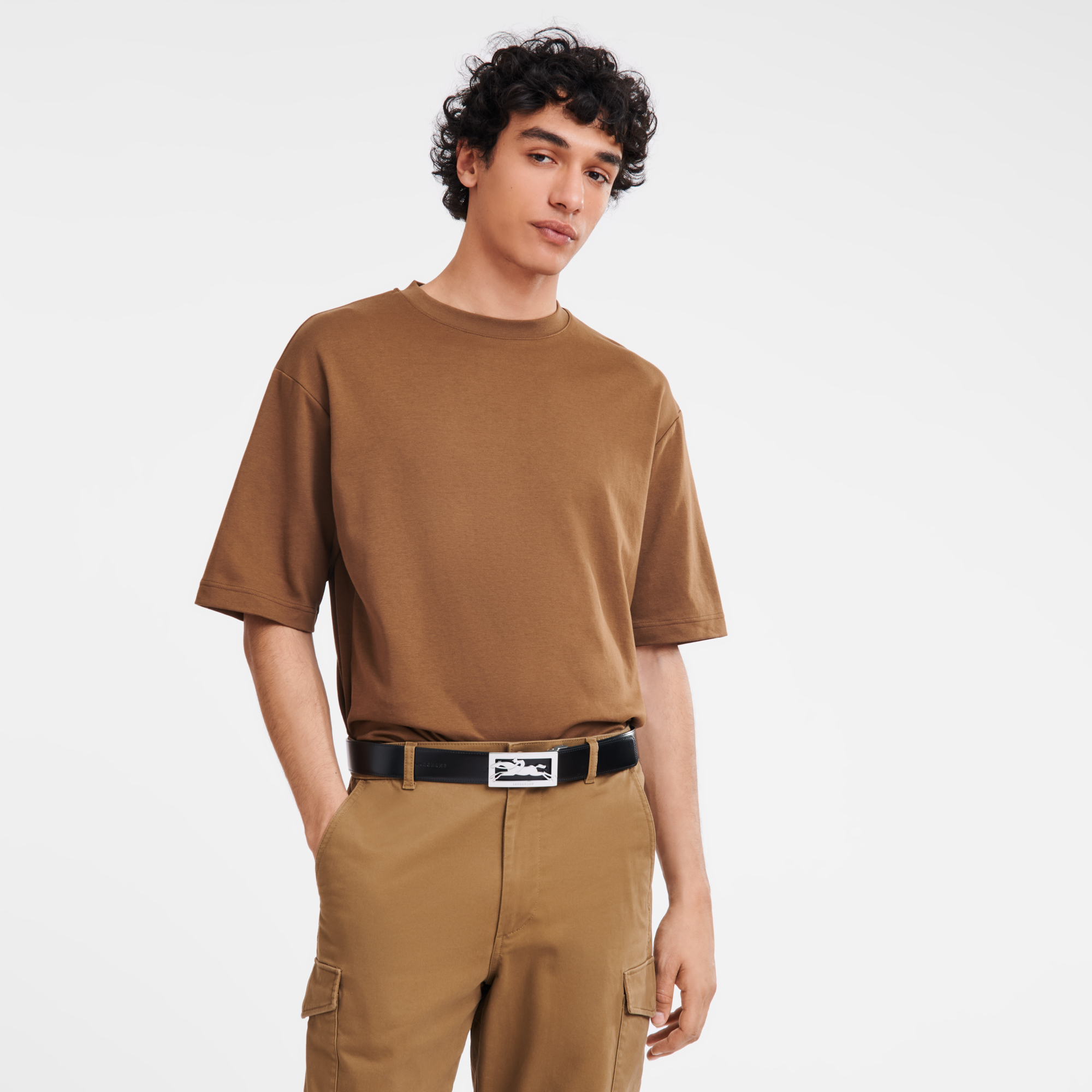 Delta Box Men's belt, Black/Mocha