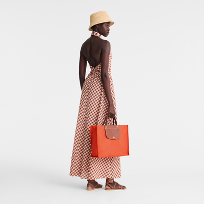 Cabas Longchamp L Tote Bag , Carrot - Canvas