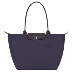 Le Pliage Green L 大号单肩包 , 浆果紫 - 再生帆布